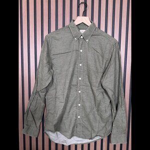 Faherty Shirt Medium Mens Green Long Sleeve Oxford Chambray Cotton Button Casual